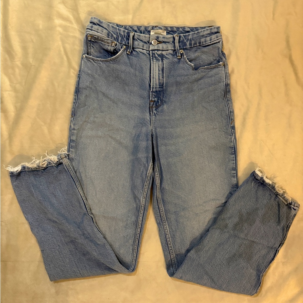 Good American stretchy denim straight leg jeans